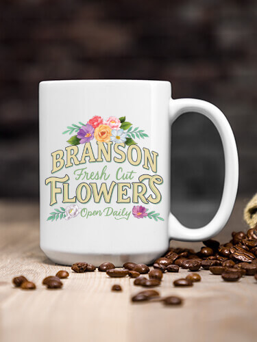 Fresh Cut Flowers White Ceramic Coffee Mug (single)