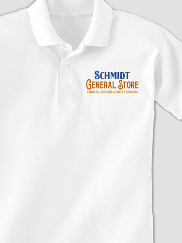 General Store White Embroidered Polo Shirt