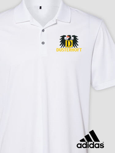 German Monogram White Embroidered Adidas Polo Shirt