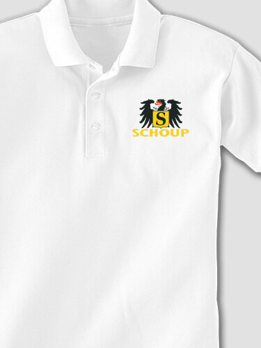 German Monogram White Embroidered Polo Shirt