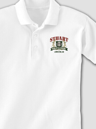Golf Classic White Embroidered Polo Shirt