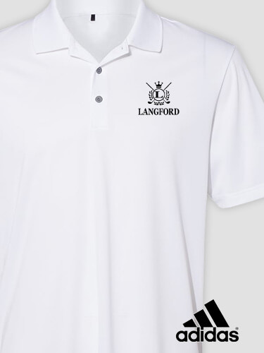 Golf Monogram White Embroidered Adidas Polo Shirt