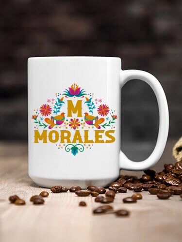 Hispanic Monogram White Ceramic Coffee Mug (single)