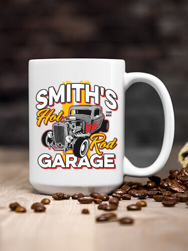 Hot Rod Garage White Ceramic Coffee Mug (single)