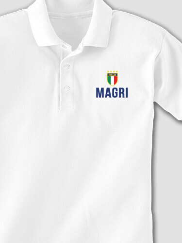 Italia White Embroidered Polo Shirt
