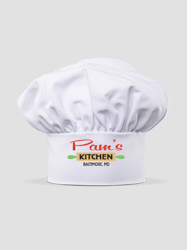 Kitchen White Embroidered Chef Hat