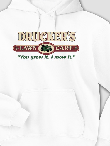 Lawn Care White Adult Hooded Sweatshirt