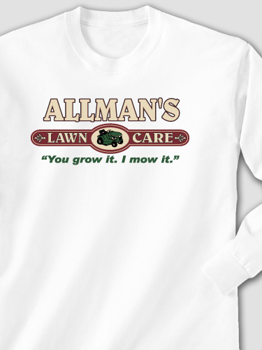 Lawn Care White Adult Long Sleeve