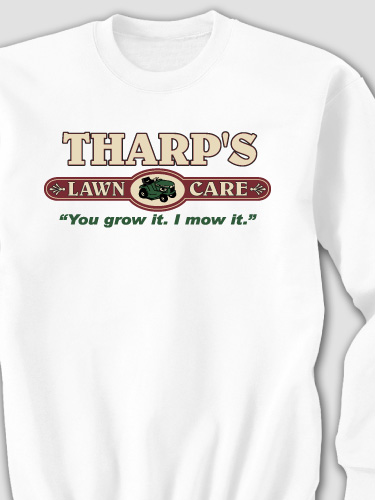 Lawn Care White Adult Sweatshirt