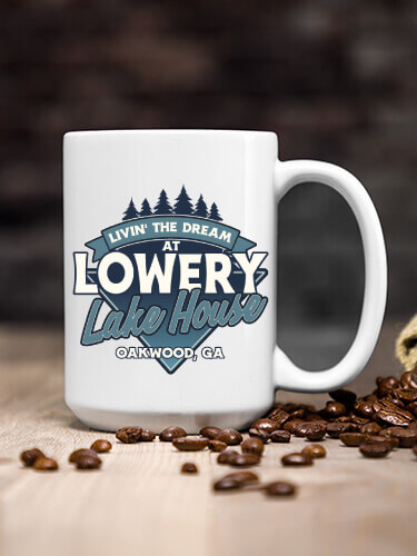 Livin' The Dream Lake House White Ceramic Coffee Mug (single)