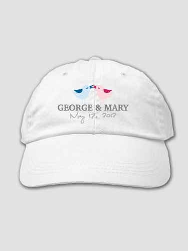 Love Birds White Embroidered Hat