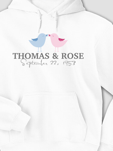 Love Birds White Adult Hooded Sweatshirt