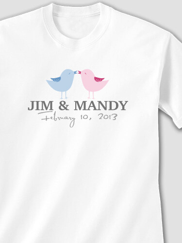 Love Birds White Adult T-Shirt