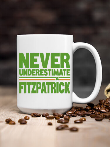 Never Underestimate Irish White Ceramic Coffee Mug (single)