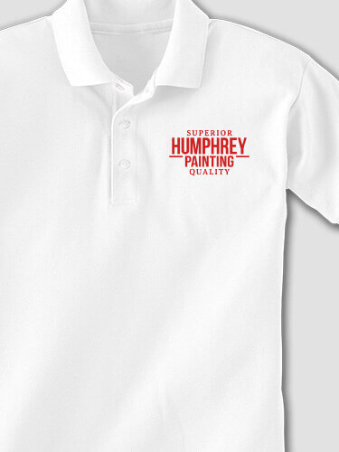 Painting White Embroidered Polo Shirt