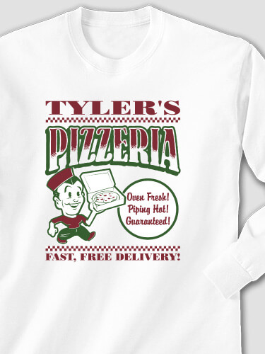 Pizzeria White Adult Long Sleeve