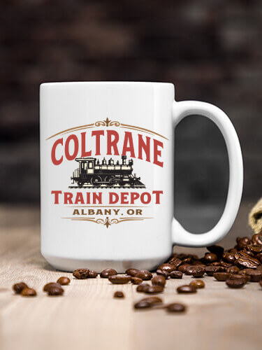 Train Depot White Ceramic Coffee Mug (single)