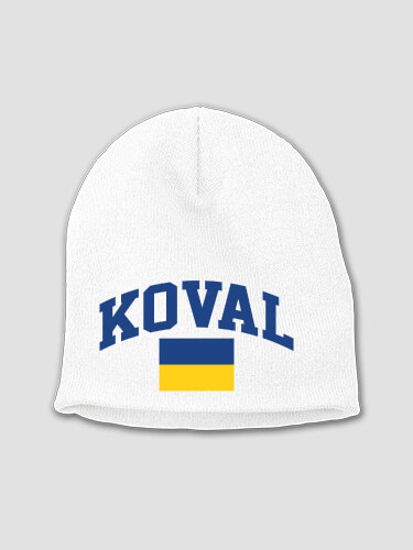 Ukrainian Varsity White Embroidered Beanie