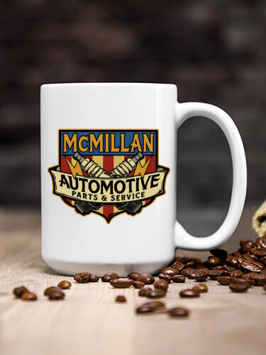 Vintage Automotive White Ceramic Coffee Mug (single)