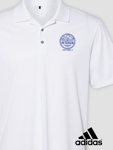 Vintage Lake White Embroidered Adidas Polo Shirt