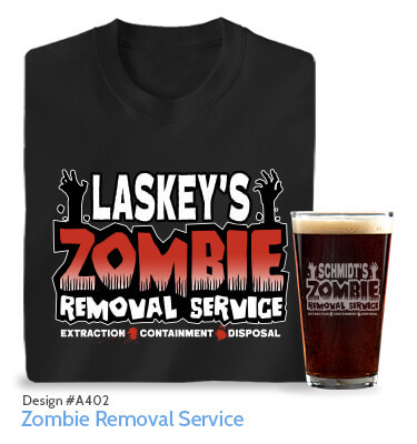 Zombie Removal Service - Black T-Shirt & Pint Glass