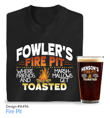 Fire Pit - Navy Blue T-Shirt, Hat & Pint Glass