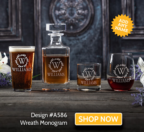 Wreath Monogram - T-Shirt, Hat & Pint Glass