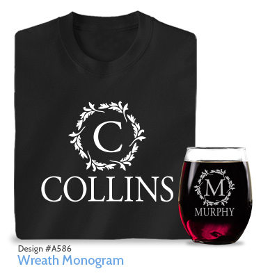 Wreath Monogram - T-Shirt, Hat & Pint Glass
