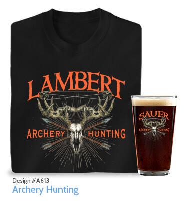 Archery Hunting - Black T-Shirt & Pint Glass