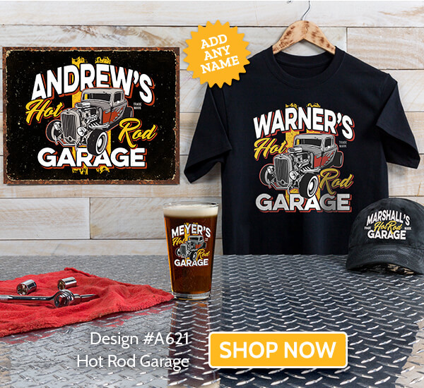 Hot Rod Garage - T-Shirt, Hat & Rocks Glass