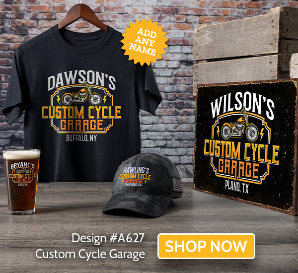 Custom Cycle Garage - T-Shirt, Hat & Pint Glass
