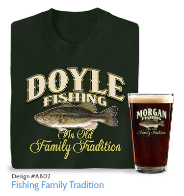 Fishing Family Tradition - Navy Blue T-Shirt, Hat & Pint Glass