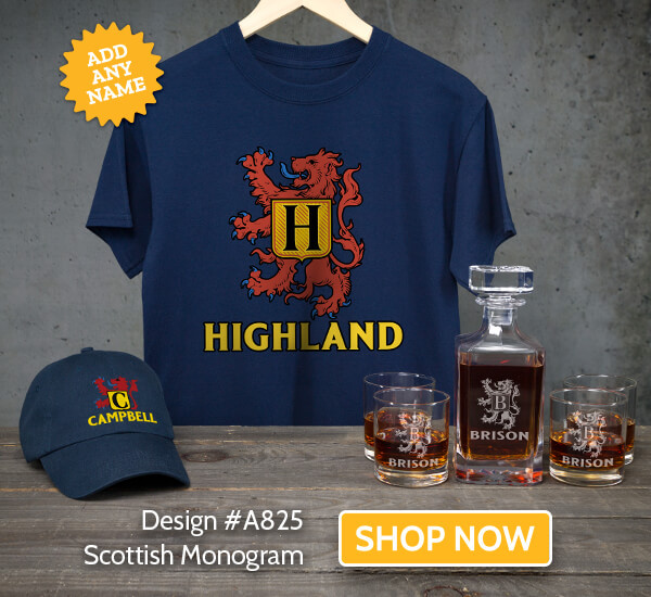 Scottish Monogram - Navy Blue T-Shirt, Hat & Pint Glass