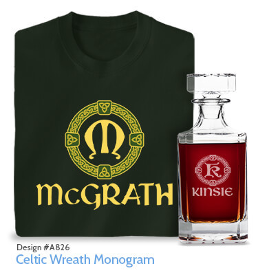 Celtic Wreath Monogram - T-Shirt, Hat & Pint Glass