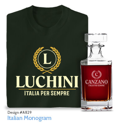 Italian Monogram - T-Shirt, Hat & Pint Glass