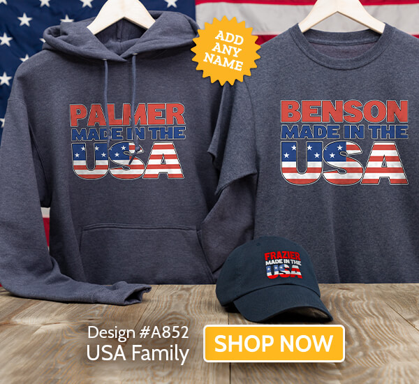 USA Family - T-Shirt, Hat & Rocks Glass
