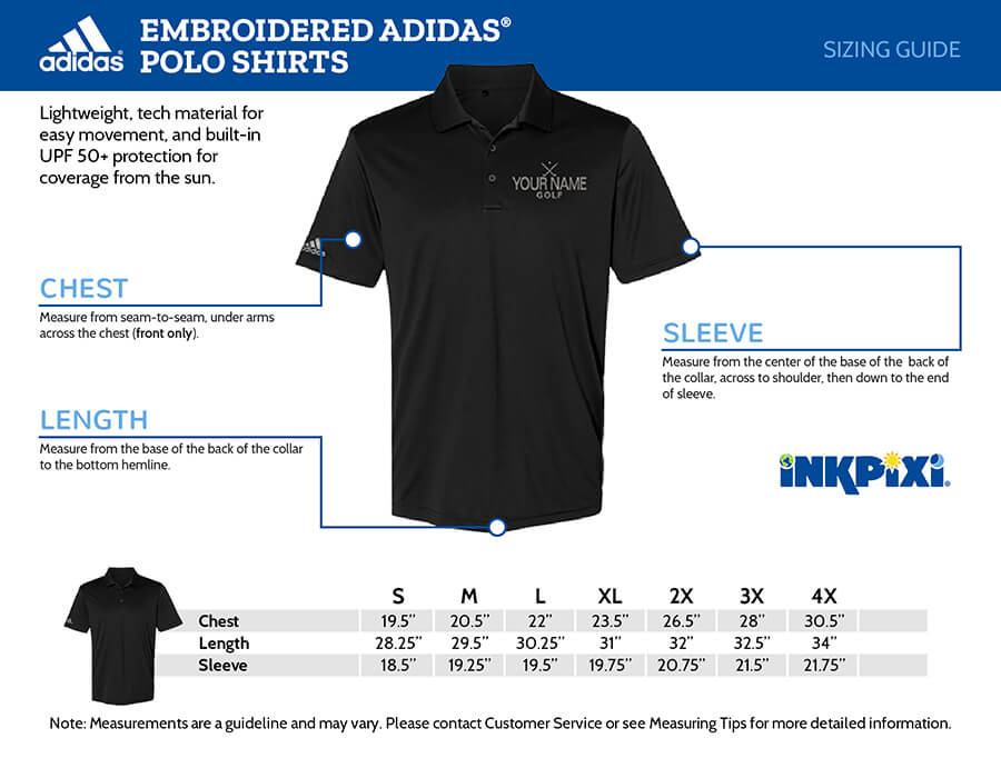 adidas polo sizes chart