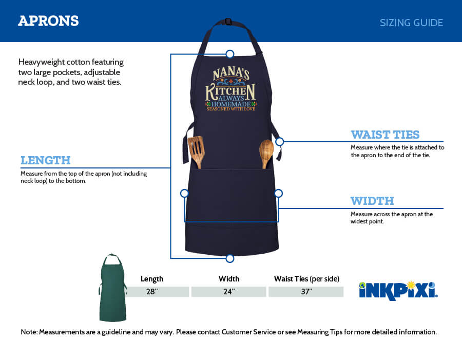 apron sizes chart