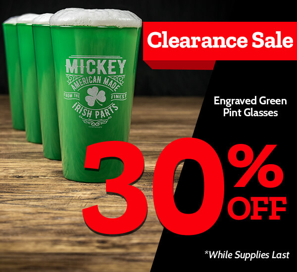 Clearance Sale 30% off all green pint glasses