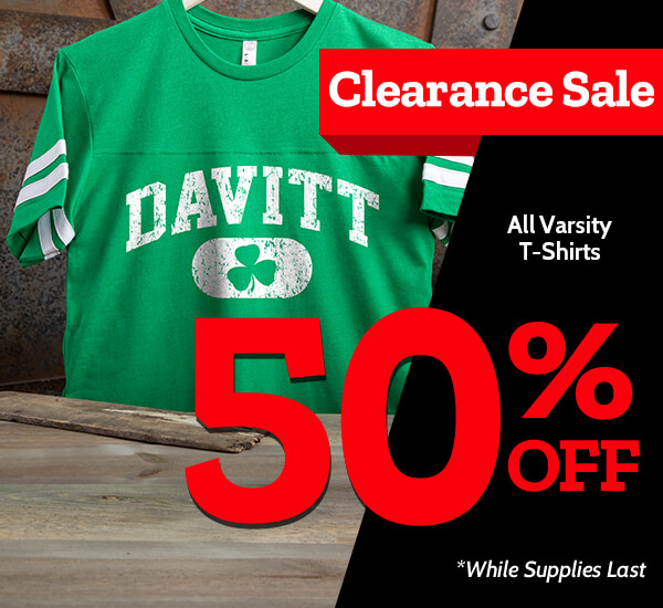 Clearance Sale 50% off all Varsity Shirts