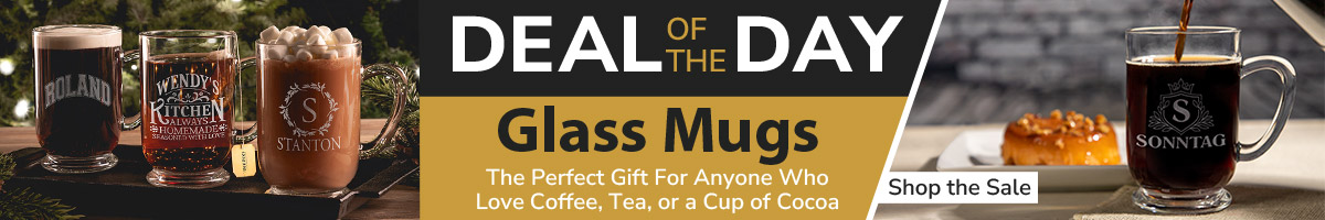 Deal of the Day: Engraved Glass Coffee Mugs!