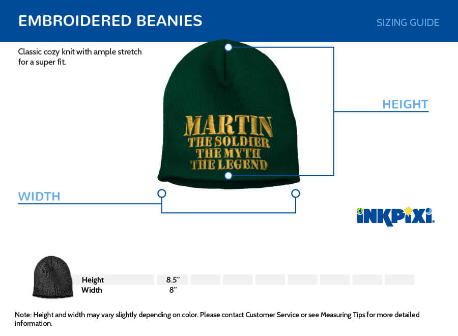 beanie sizes chart