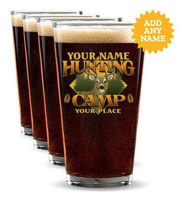 Deer Hunting Camp Color Printed Pint Glasses
