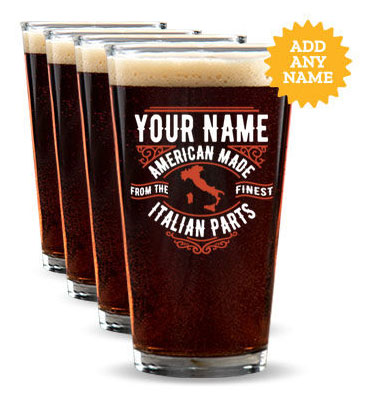 Italian Parts Color Printed Pint Glasses