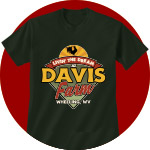 Silhouette of weathervane above red banner with Livin' The Dream at Your Name Farm and custom location on navy Tshirt.