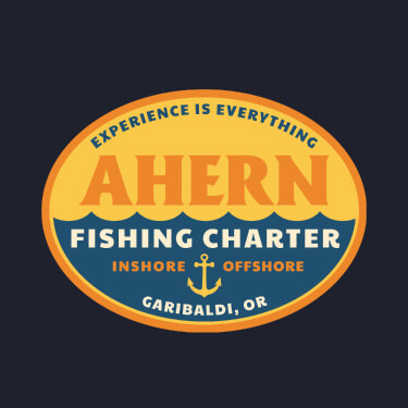 Experience Is Everything, Your Name Fishing Charter, Inshore, Offshore, Your Location, in an oval logo with waves and an anchor.