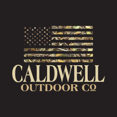 A675 American Outdoor Company - American flag in a camouflage motif above Your Name, Outdoor Company.