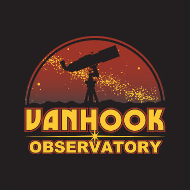 A550 Observatory - Silhouette of a telescope in front of a night sky above Your Name Observatory.