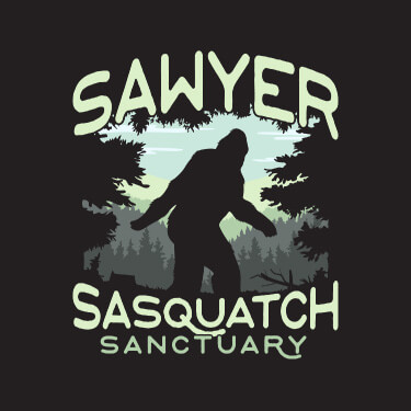 A750 Sasquatch Sanctuary - Your Name Sasquatch Sanctuary, around the classic silhouette of Bigfoot.
