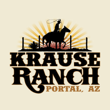 A226 Ranch - Silhouette of a cowboy riding a horse, swinging a lasso, above Your Name Ranch, Your Location.
